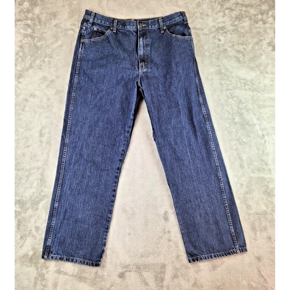 Dickies Relaxed Fit Jeans Mens 38x32 Blue Denim Darkโ Wash 100% Cotton Durable